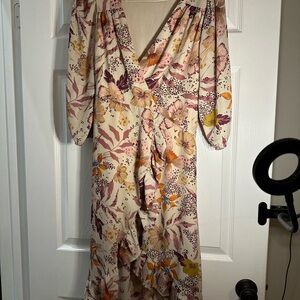 Miami Cream Long Sleeve Wrap Dress